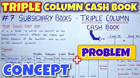 Triple Column Cash Book Concept And Problem By Saheb Academy YouTube