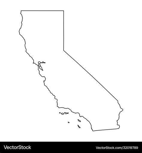 California ca state border usa map outline Vector Image