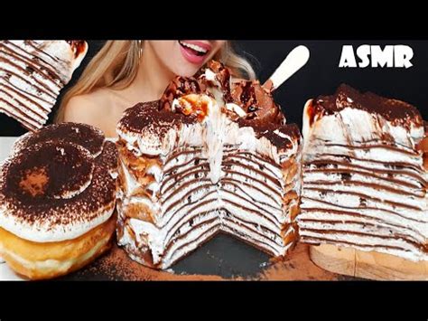 Asmr Homemade Tiramisu Crepe Cake Sticky Eating Sounds Mukbang Oli