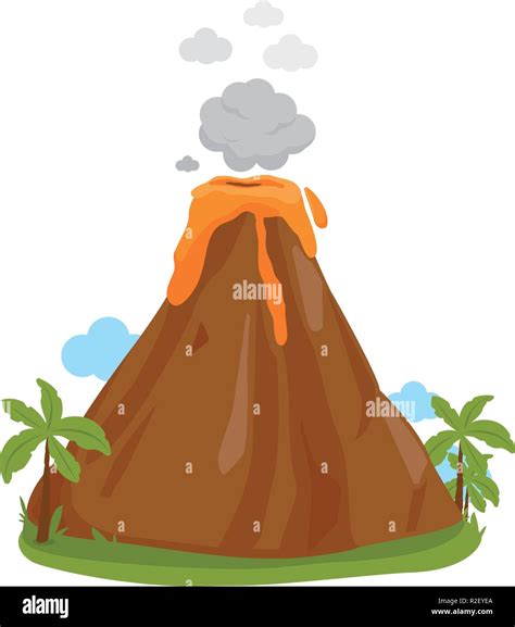 Vector Illustration Of A Volcano Erupting Stock Vector Image Art Alamy