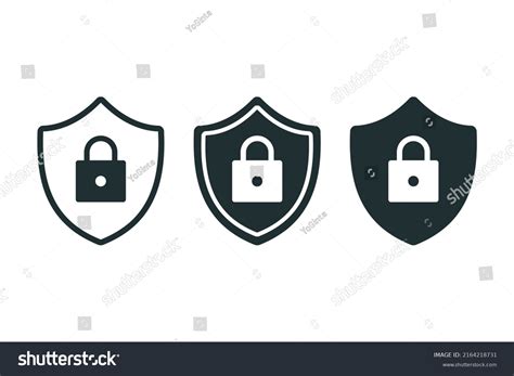 Shield Lock Icon Defense Key Vector Stock Vector Royalty Free 2164218731 Shutterstock