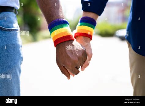 Gay Couple Holding Hands LGBTQ Flag LGBT Life Stock Photo Alamy