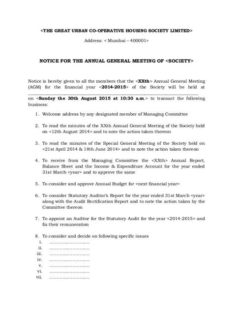 Notice Of Annual General Meeting Agm
