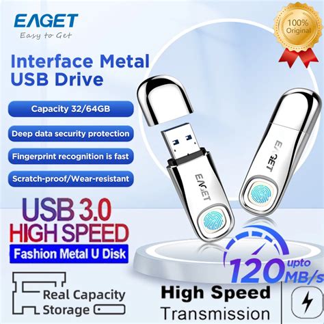 EAGET USB Fingerprint Encryption USB Flash Drive 32G 64G 128G 256G Type