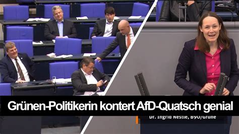 Grünen Politikerin kontert AfD Quatsch genial YouTube