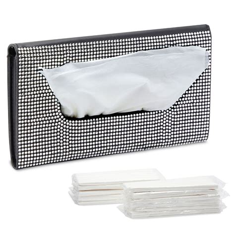 Silver Bling Sun Visor Tissue Holder For Car Bags Of Refill Tissues