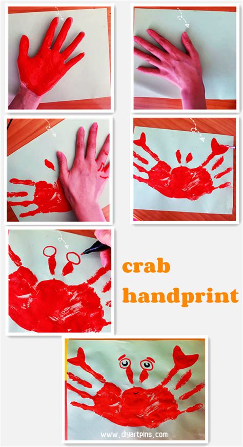 Easy Crab Handprints For Preschoolers Diy Art Pins