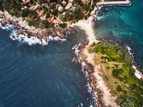 Aerial View Peninsula Beach Hiriketiya Sri Lanka Stock Image Image