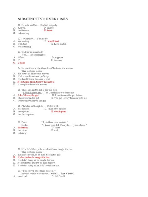 Subjunctive Exercises | PDF