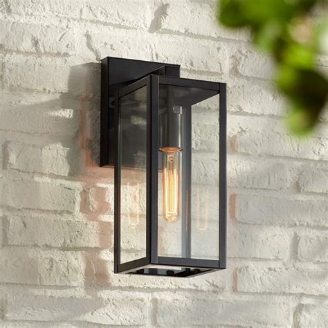 John Timberland Titan 14 1 4 Clear Glass And Black Outdoor Wall Light 98y71 Lamps Plus