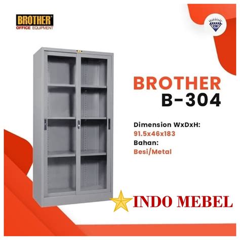 Jual Lemari Arsip Lemari File Besi 2 Pintu Sliding Kaca Brother B 304