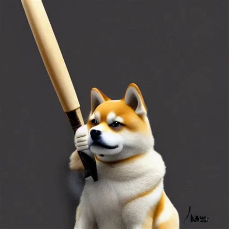 Shiba Inu Holding A Baseball Bat On His Hand Stable Diffusion Openart