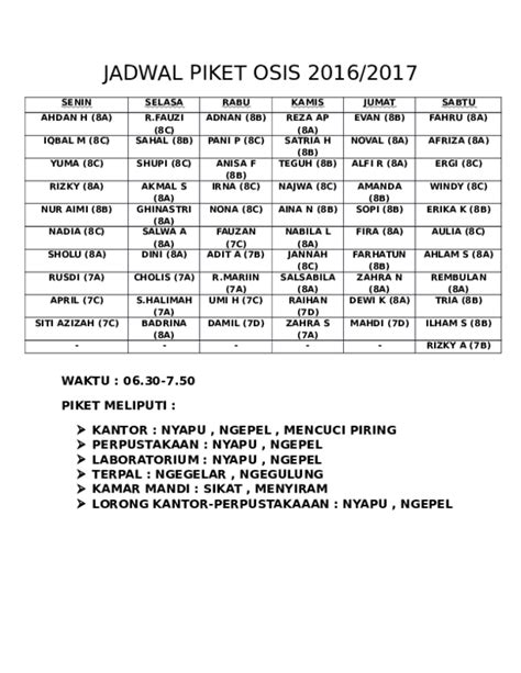 Detail Contoh Jadwal Piket Kantor Koleksi Nomer 37