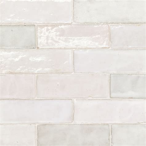 Zagora 2 X 6 Glossy Zellige Field Tile In Blanc Bedrosians Tile Stone