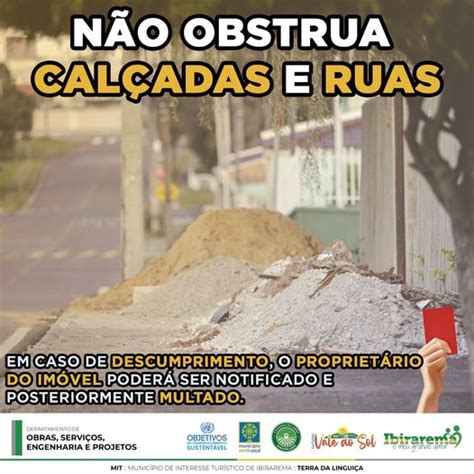 Prefeitura De Ibirarema Sp N O Obstrua Cal Adas E Ruas