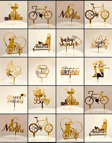 Haooy Birthday Golden Acrylic Cake Topper 5 Packaging Size S1