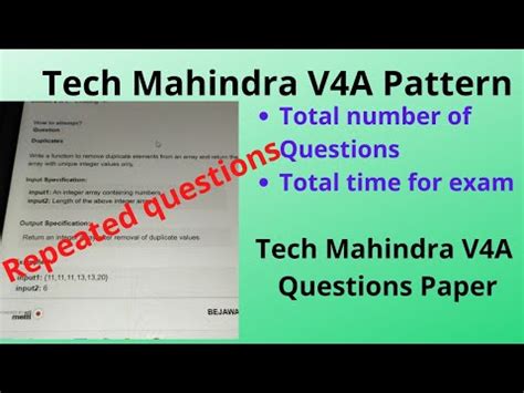 Repeated Questions Tech Mahindra V4A Assessment TechM Second