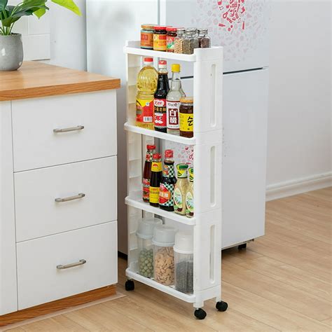 Mobile Shelving Unit Organizer Slim Slide Out Storage Tower Pull Out