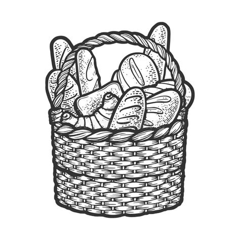 Sketch Basket Bread Stock Illustrations Sketch Basket Bread Stock