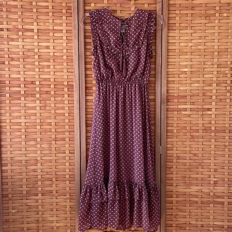 Anthropologie Moon River Mauve Ruffled Dress Gem