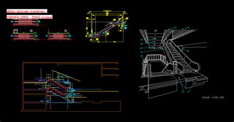 detay yürüyen merdiven dwg projesi Autocad Projeler