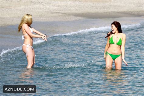 Jessica Wright Seen In A Green Two Piece Bikini With Her Friend At Malaga In Spain Aznude