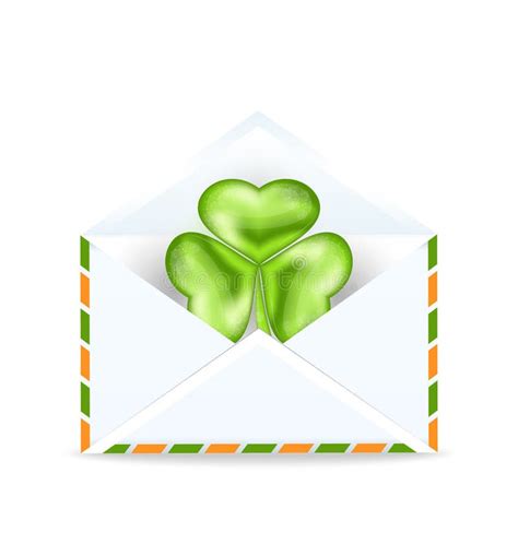 Envelope With Clover In Irish Flag Color For St P Stock Vector