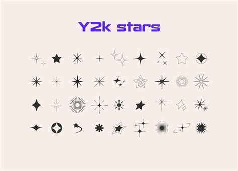 Aesthetic Y2k Style Star Bling Starburst Sparkle Icons Retro