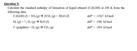 Calculate Standard Enthalpy Of Reaction