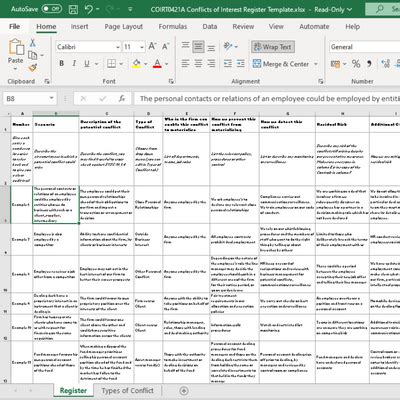 Conflicts Of Interest Register Template