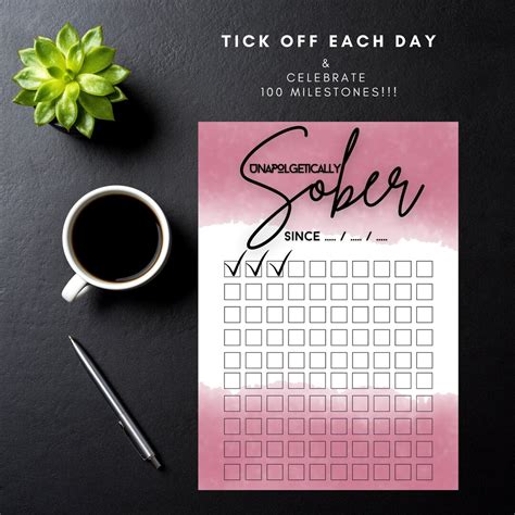 Sober T Sobriety Tracker 100 Days Sober Habit Tracker Sobriety