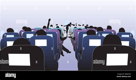 Editable Vector Illustration Of Passengers In An Airplane Stock Vector Image And Art Alamy