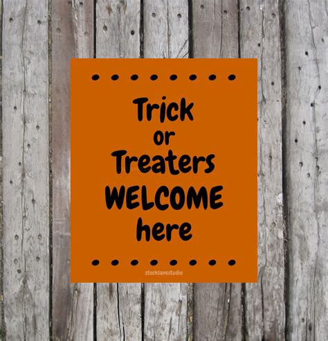 Trick Or Treaters Welcome Here Printable Halloween Decor 5x7 Etsy Uk