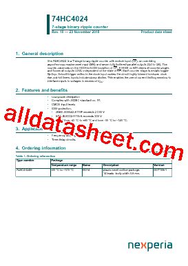 74HC4024 Datasheet PDF Nexperia B V All Rights Reserved