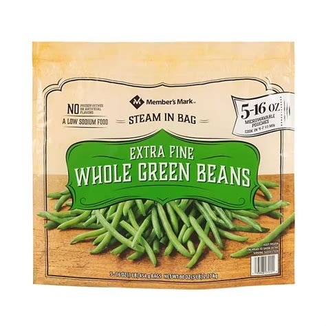 Member S Mark Extra Fine Whole Green Beans 16 Oz Steam Bags 5 Ct Sam S Club