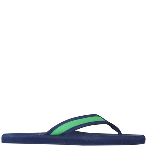 Polo Ralph Lauren Men S Almer Ii Leather Canvas Flip Flops Navy Green