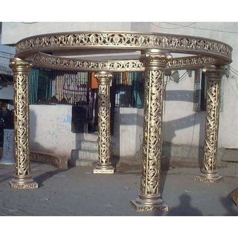 White Modern Wedding Fiber Golden Mandap Model Name Number Zi