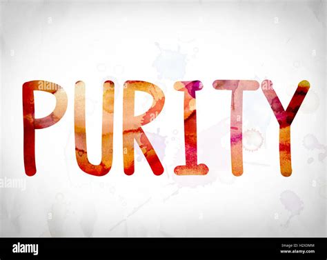 The Word Purity Written In Watercolor Washes Over A White Paper