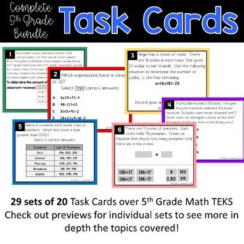 Staar Task Cards Th Grade Year Long Growing Bundle By Fields Of