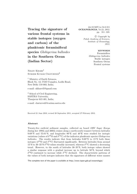 Pdf Tracing The Signature Of Various Frontal Systems In Stable