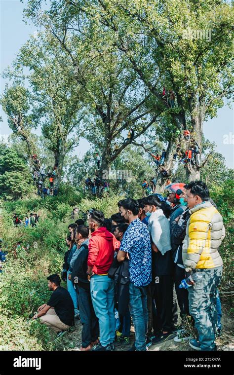 Kathmandu Nepal November 5 2023 Nepali Crazy Cricket Fans