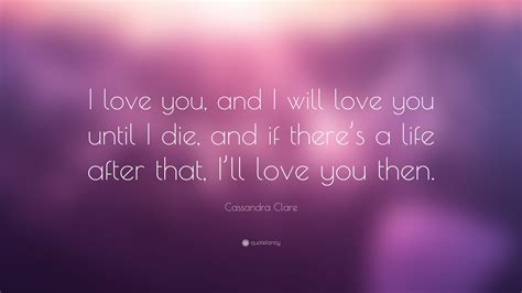 Cassandra Clare Quote I Love You And I Will Love You Until I Die