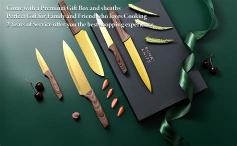 EUNA 5 PCS Kitchen Knife Set Sharp Chef Knives With Cover Gift