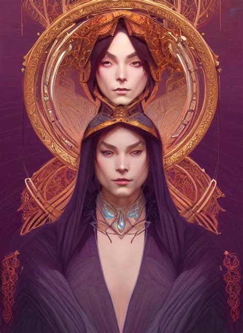 Symmetry Portrait Of A Female Sorcerer Dar Fantasy Stable