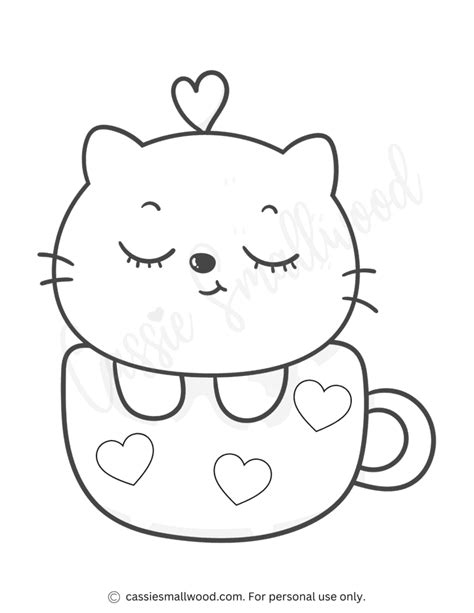 Chibi Cat Coloring Page Cassie Smallwood