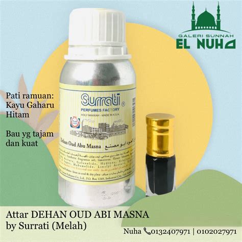 Attar DEHAN OUD ABU MASNA By Surrati Mekah Bau Gaharu Hitam Yg Tajam