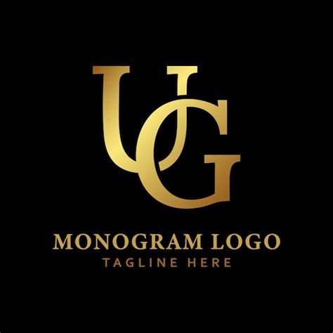 Logotipo Preto E Dourado As Letras Ug Monograma Logo Em Um Fundo