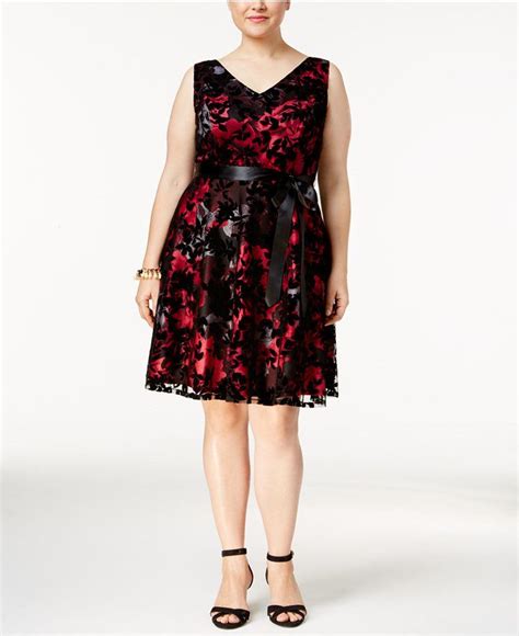 Sl Fashions Plus Size Floral Print Fit And Flare Dress Fit Flare Dress