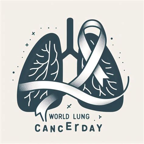 Minimalist Illustration Of Lungs With Awareness Ribbon For World Lung