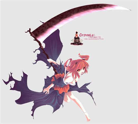 Red Hair Female Warrior Scythe